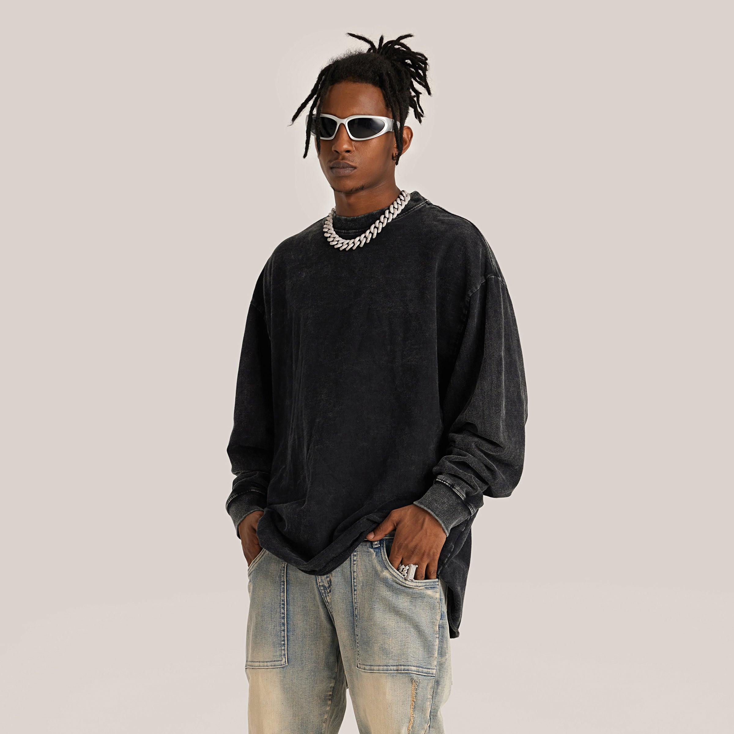 Raw Hem Faded Long Sleeve 260GSM