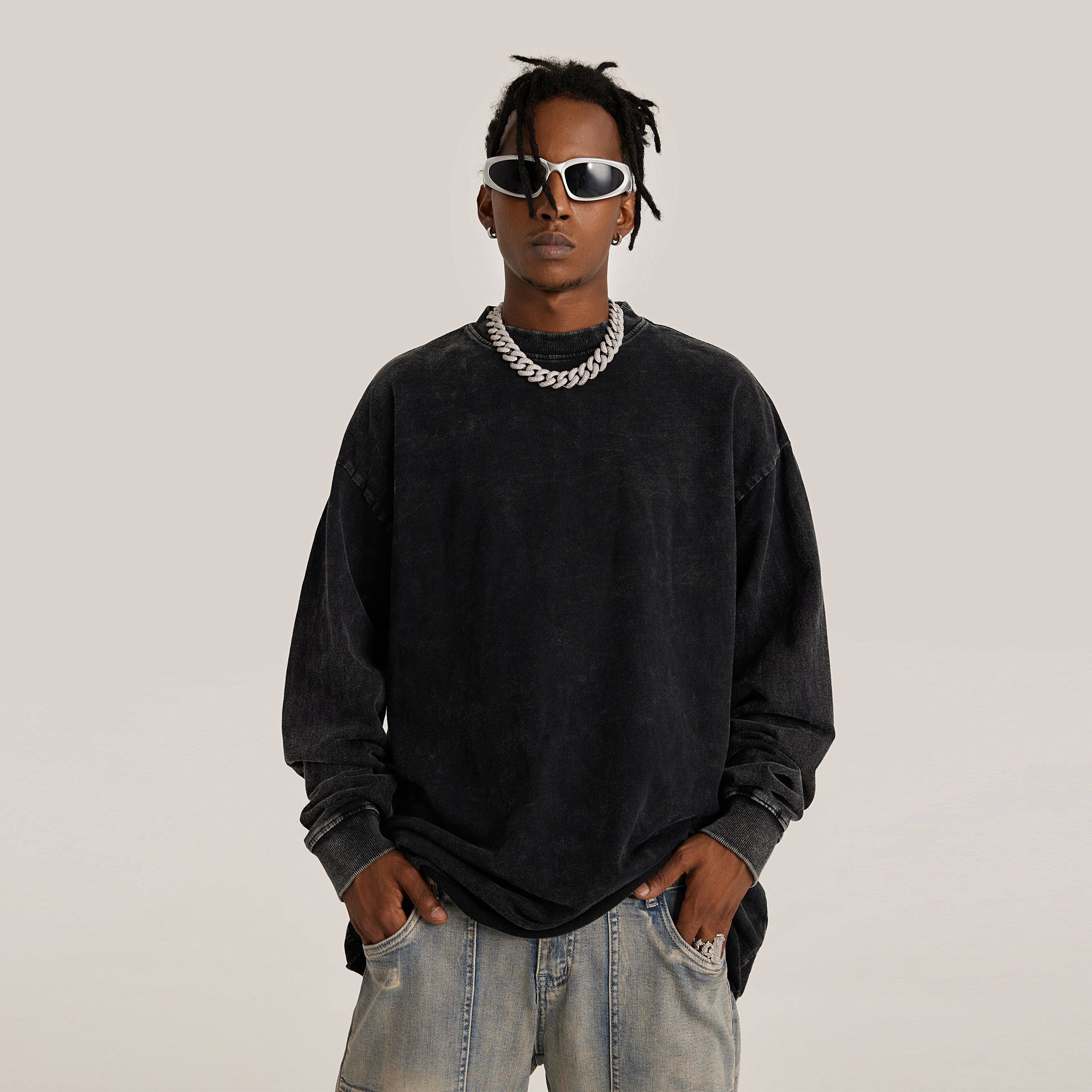 Raw Hem Faded Long Sleeve 260GSM